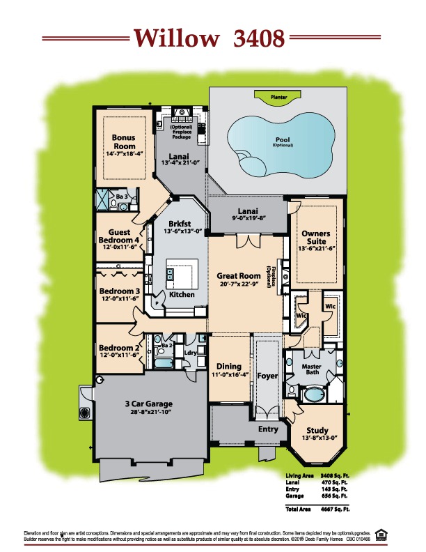 Willow 3408 floor plan